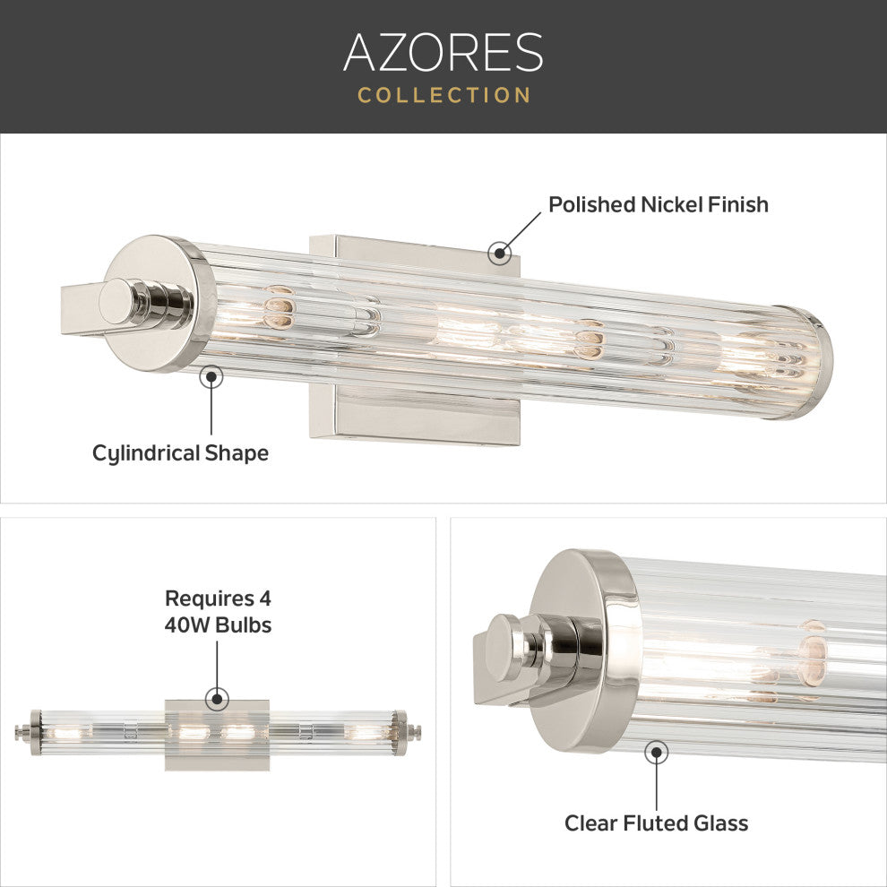 32 5-Light Linear Vanity Light With Clear Fluted Glass
