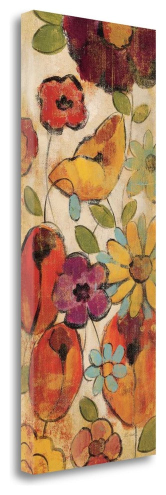 "Floral Sketches On Linen II" By Silvia Vassileva, Giclee on Gallery Wrap Canvas