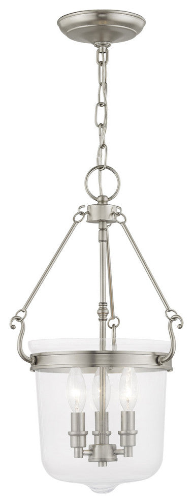 Livex 50484-91 3-Light Brushed Nickel Pendant, Brushed Nickel