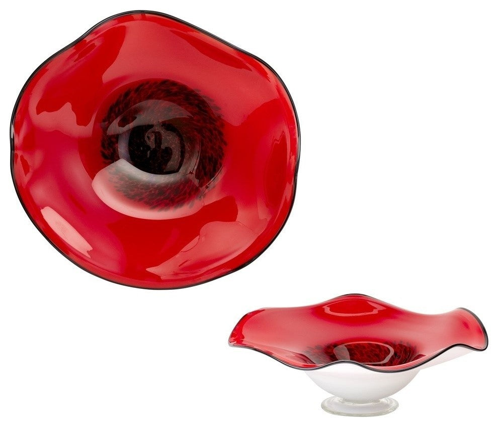 Cyan Design Large Art Glass Bowl, Red