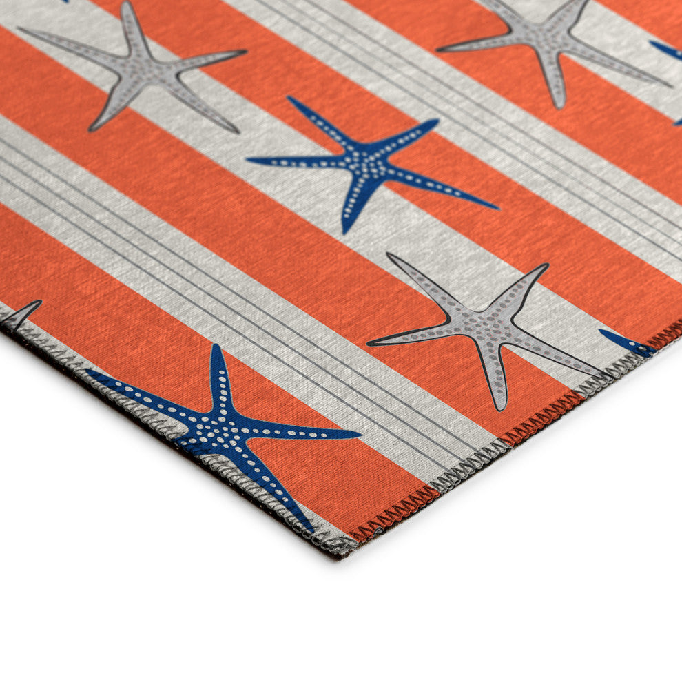 Indoor/Outdoor Seabreeze SZ12 Salmon Machine Washable 8' x 8' Round Rug