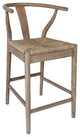 Kairo Oak and Natural Wicker Wishbone Back Dining Counter Stool, Natural Wood