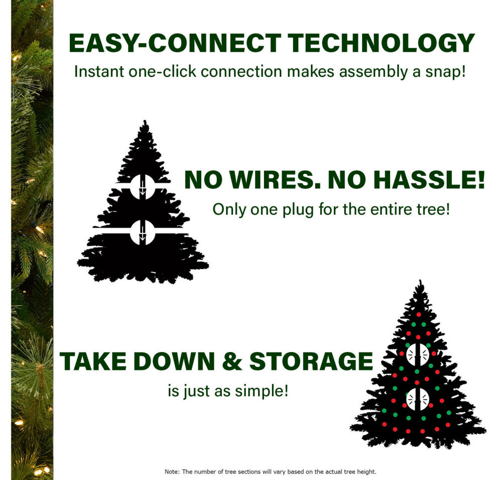 Flocked Alaskan Pine Christmas Tree, 9 Ft., Multi-Color Led String Lighting