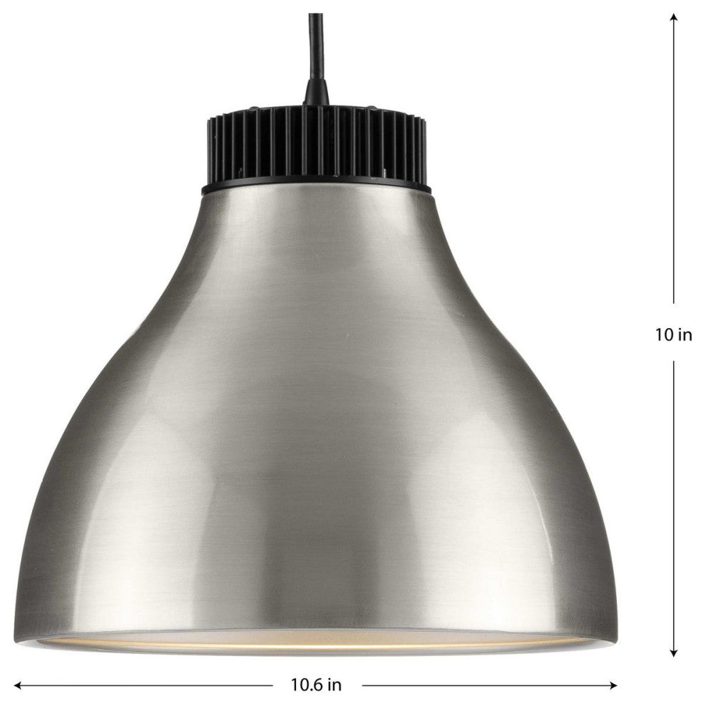 Radian LED Collection 10.6" 1-Light Brushed Nickel Satin Aluminum LED Pendant