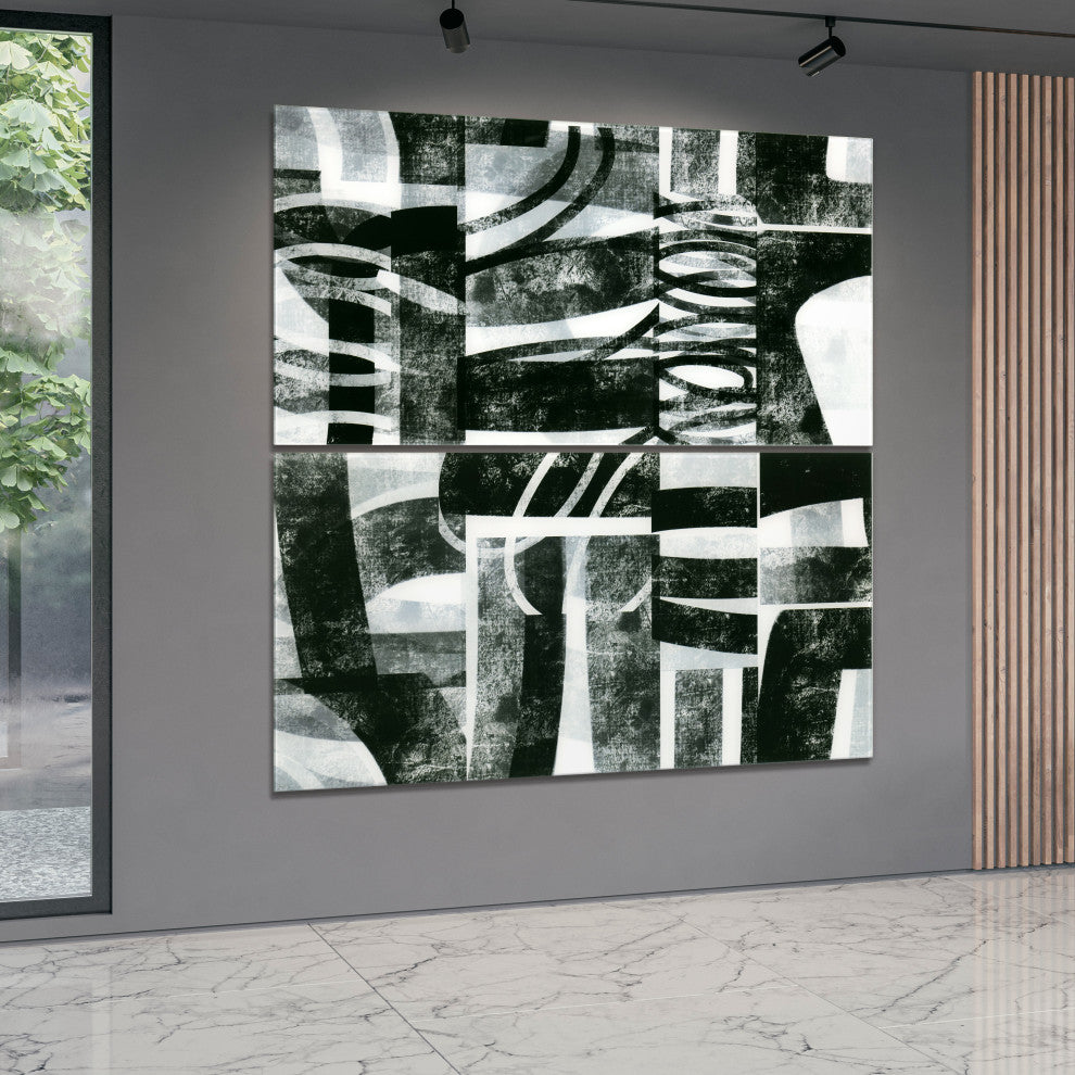 "Compartment A and B" Oversized Frameless Reverse Printed Tempered Art Glass Set