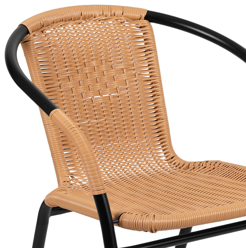 2 Pack Rattan Indoor-Outdoor Stack Chair, Beige