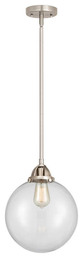 Beacon Mini Pendant, Brushed Satin Nickel, Clear, Clear