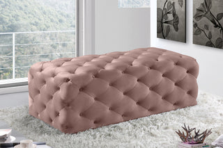 Casey Velvet Upholstered Ottoman/Bench, Pink