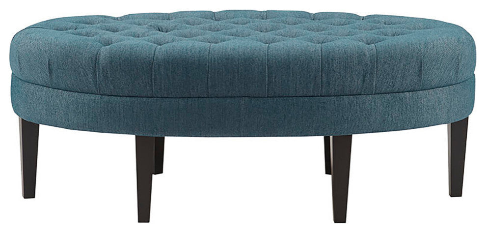 Madison Park Martin Surfboard Tufted Ottoman, Blue