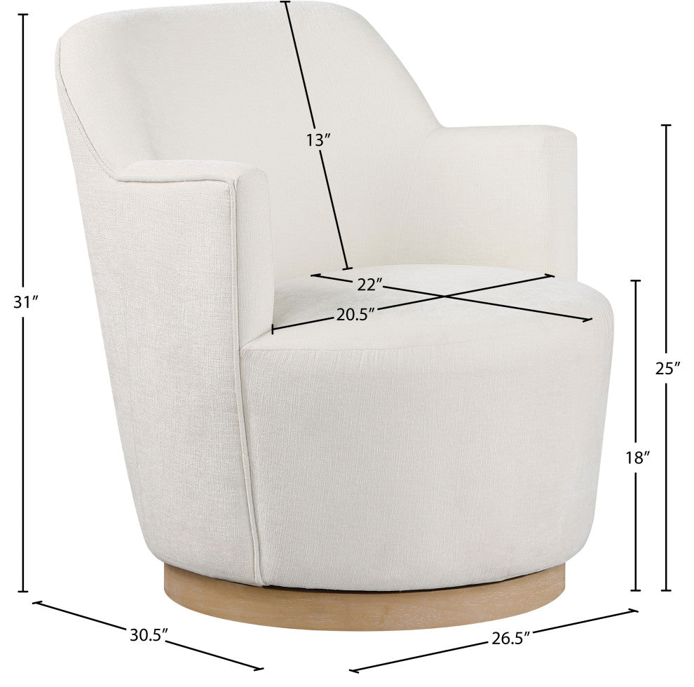 Clarita Swivel Accent Chair, Cream, Chenille Fabric