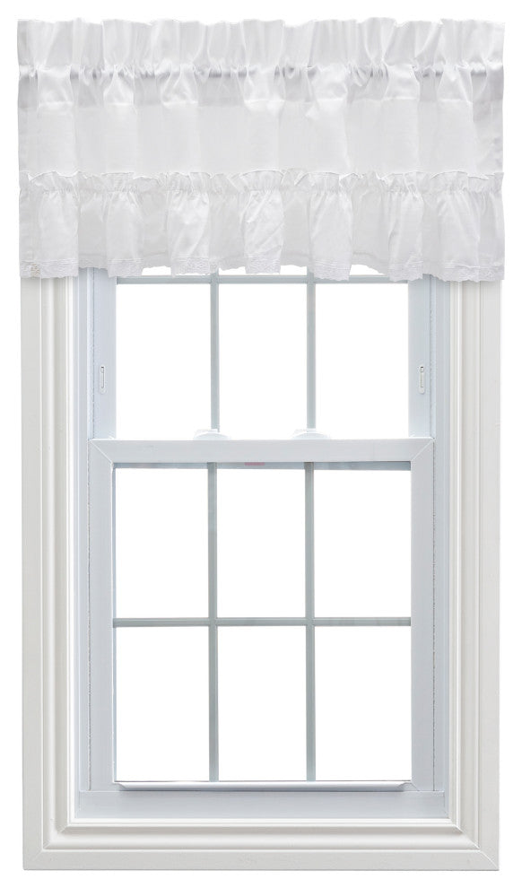Madelyn 60" x 16" Ruffled Victorian Valance, White