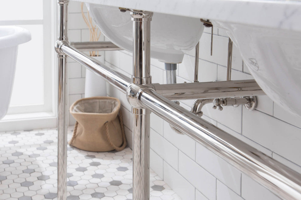 Embassy 72" Wide Double Wash Stand, P-Trap, Countertop With Basin