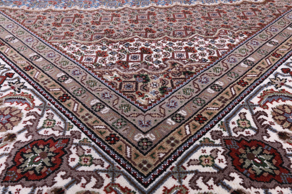 8' 0" X 10' 2" Wool and Silk Persian Tabriz Handmade Rug Q8909