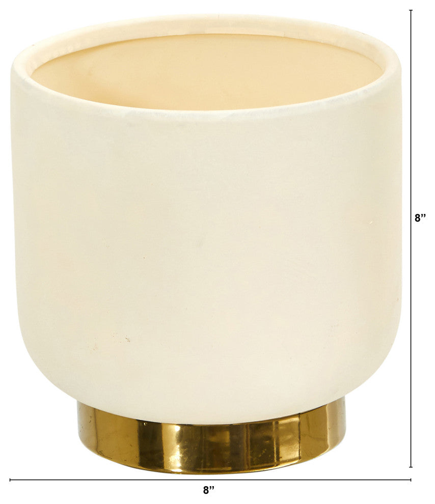 8" Elegance Ceramic Planter With Gold Accents