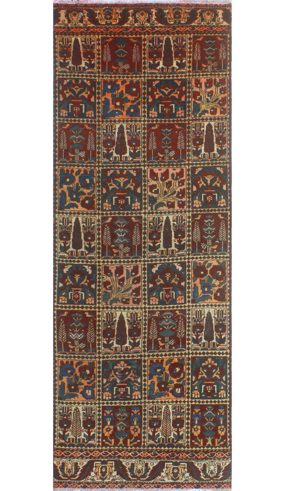 Fine Vintage Distressed Marjani Burgundy/Beige Runner, 3'6x9'7