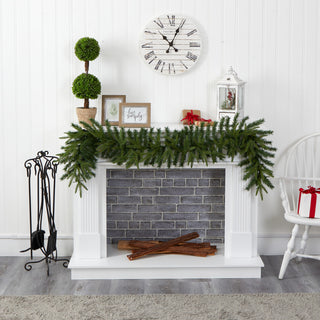 6' Green Pine Artificial Christmas Garland With 35 Clear LED Lights