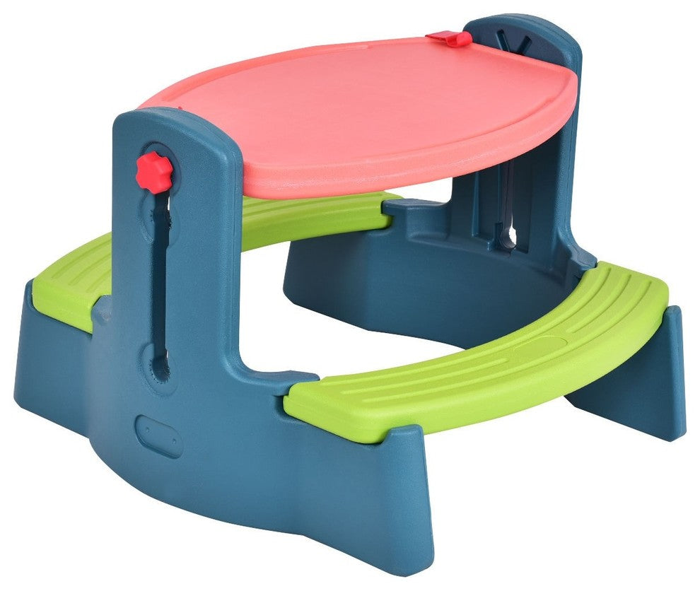 Plastic Height Adjustable 2-in-1 Children Drawing Table Chair Set