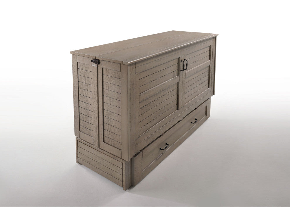 Poppy Cabinet Murphy Bed with Gel Memory Foam Mattress and USB Ports, Brushed Driftwood