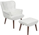 Bayton Upholstered Wingback Chair With Ottoman In White Leather
