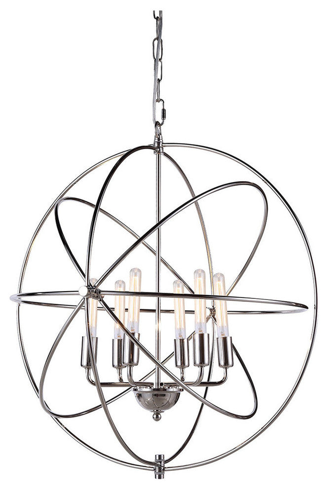 Elegant Lighting Vienna Pendant Lamp, 25"x27", Polished Nickel