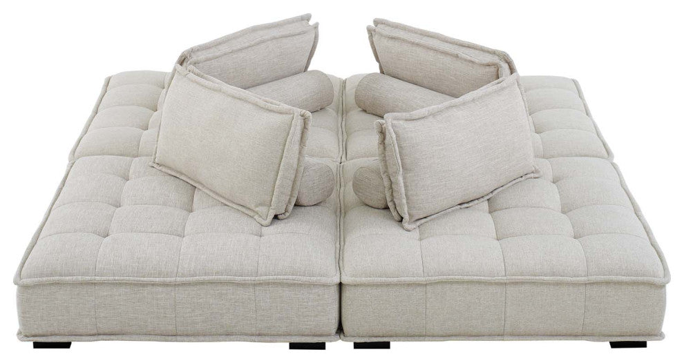 Saunter Tufted Fabric Fabric 4-Piece Sectional Sofa Beige -5208