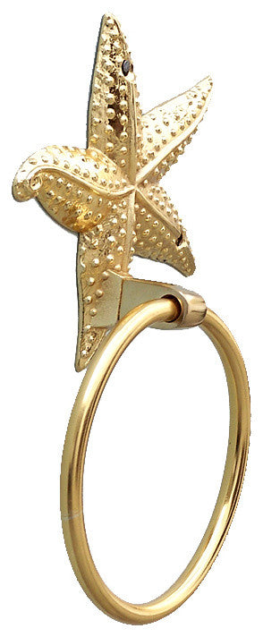 Brass Starfish Towel Holder 9"