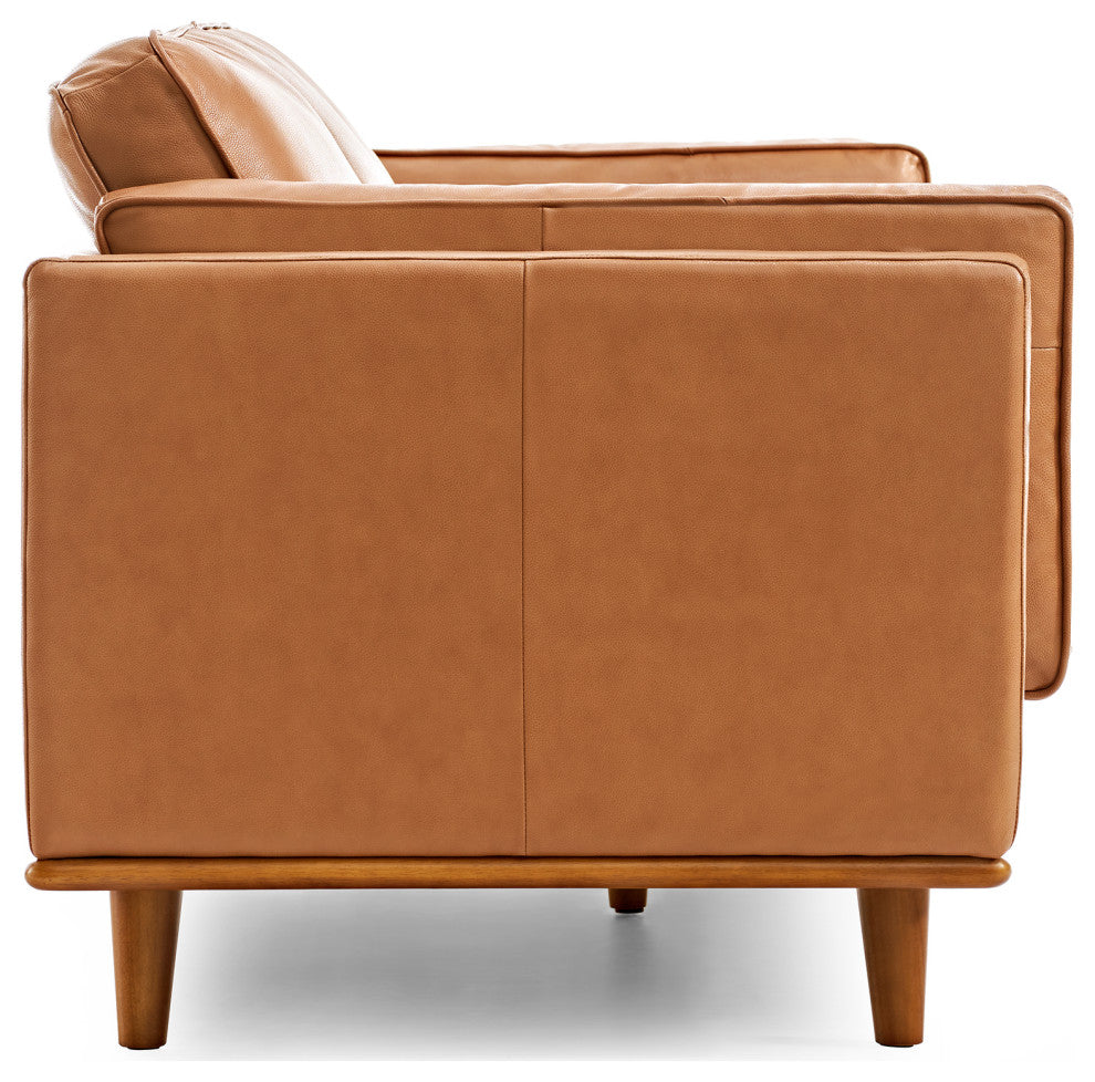 Valencia Artisan Modern Top Grain Nappa 11000 Leather Loveseat Sofa, Cognac