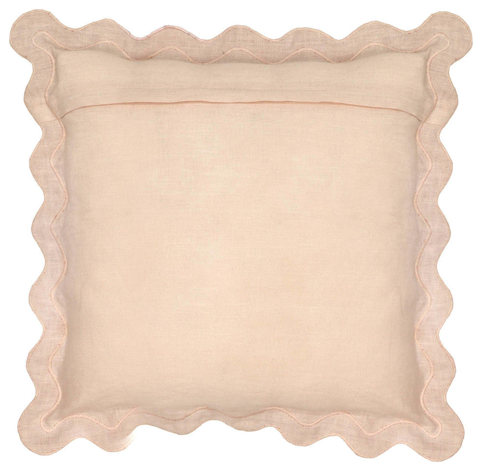 Scalloped Throw Pillow, Cream, Rust