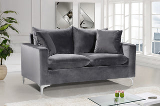 Naomi Velvet Upholstered Loveseat, Gray