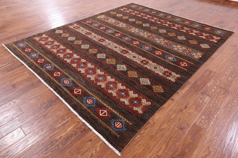 8' 1" X 10' 2" Persian Gabbeh Tribal Handmade Rug Q10205