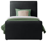 Sloan Black Velvet Full Bed, Black, Twin