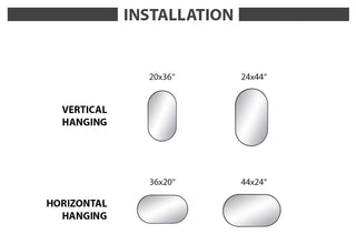 Metal Frame Shatterproof Wall Mount Mirror, FM4, Matte Black, 24"x44"