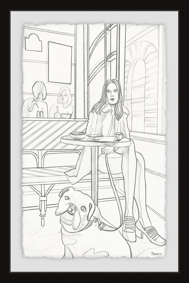 "Chill with the Pup" Framed Painting Print, 30"x45"