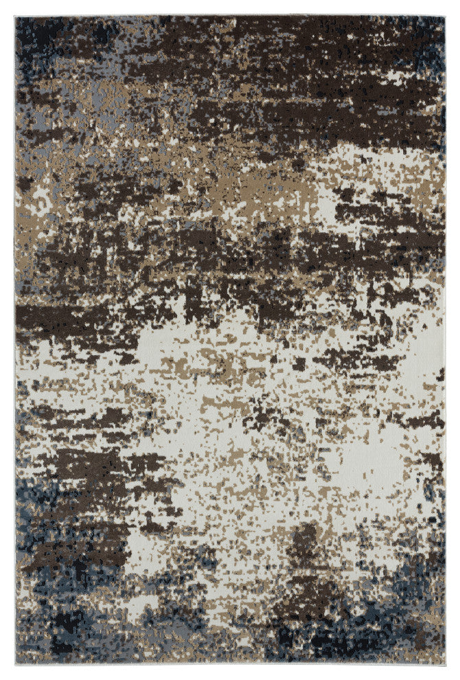 Abani Aspen Collection ASP150A Blue Brown Distressed Abstract Area Rug
