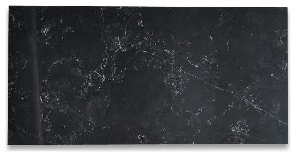 Nero Marquina Black Marble 9x18 Subway Tile Polished, 1 sq.ft.