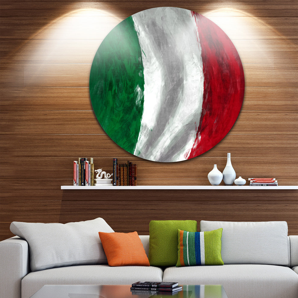 Italy Flag, Contemporary Disc Metal Artwork, 11"
