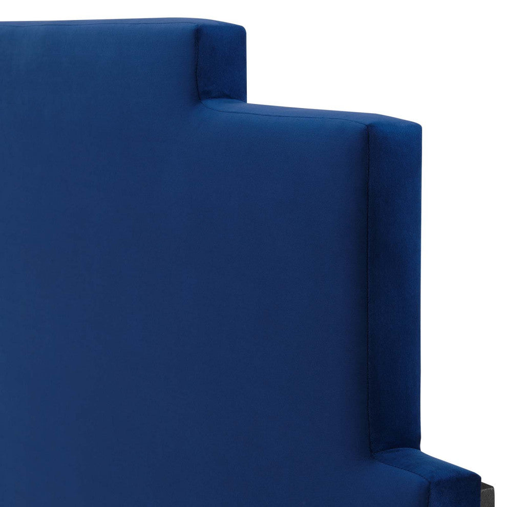 Headboard, King Size, Velvet, Blue Navy, Modern Contemporary, Bedroom Master