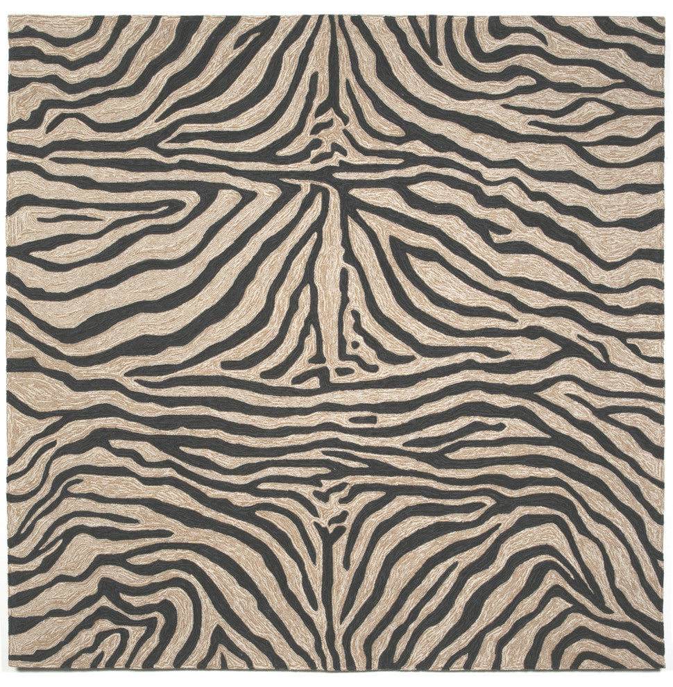 Ravella Zebra Indoor/Outdoor Rug, Black, 8' Square