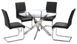 Alison 5-Pieces Modern Dinette Set With Glass Top, Black