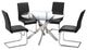 Alison 5-Pieces Modern Dinette Set With Glass Top, Black