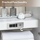 San Bath Vanity with Stone Top, White, 36", Single Vanity, With Mirror