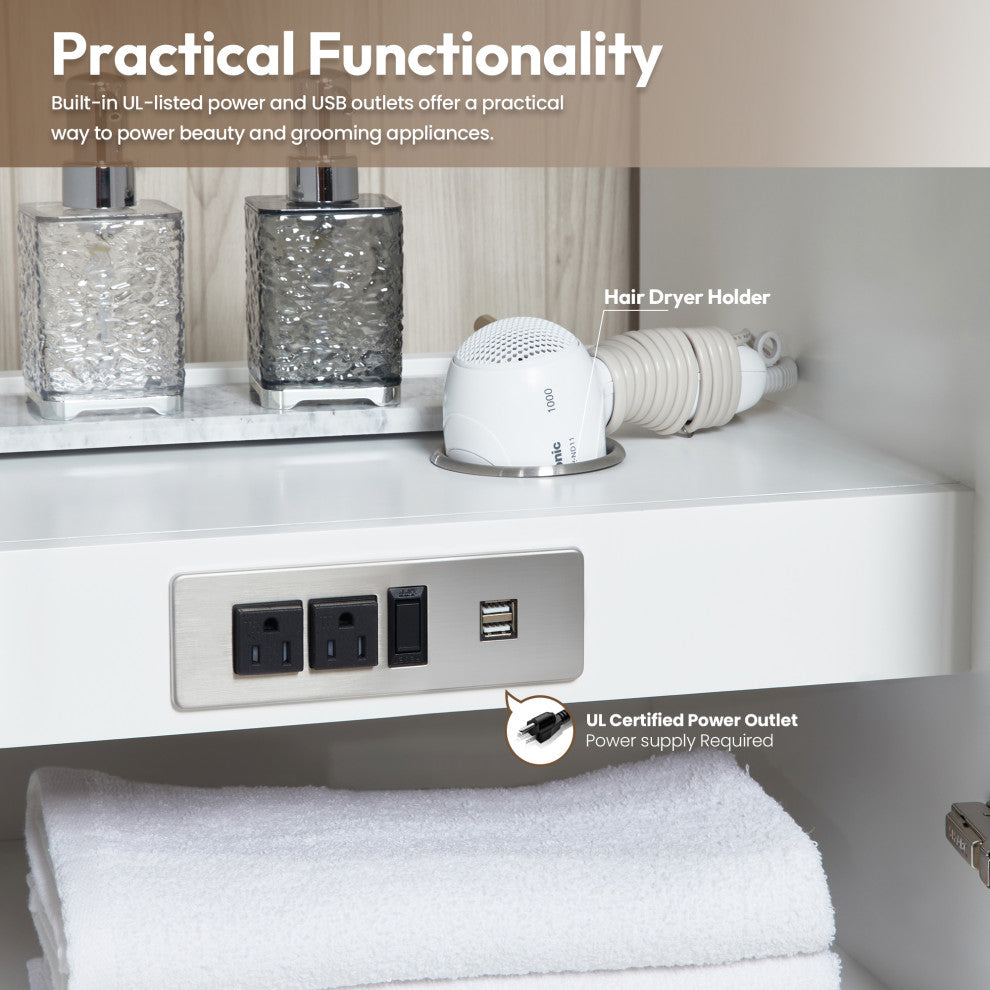 San Bath Vanity with Stone Top, White, 36", Single Vanity, With Mirror