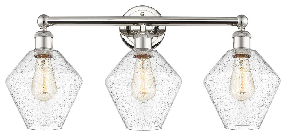 Cindyrella 3-Light 26" Bath Vanity Light, Polished Nickel, Seedy Shade