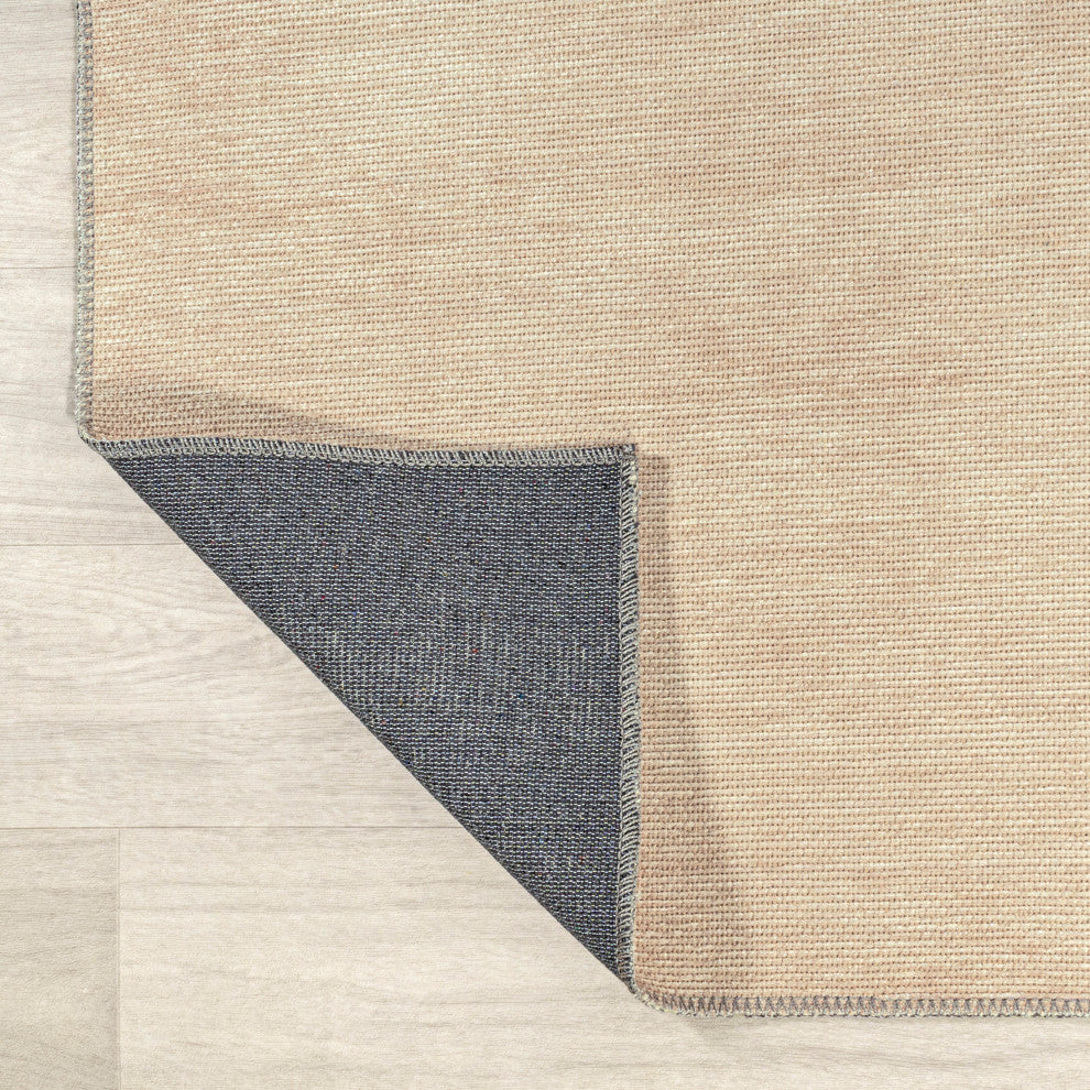 Cirkel Minimalist Geometric Dot Machine-Washable Area Rug, Cream/Olive, 8x10