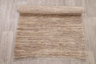 Gabbeh Solid Rustic Hand-Knotted Persian Oriental Area Rug, Beige, 3'10"x2'11