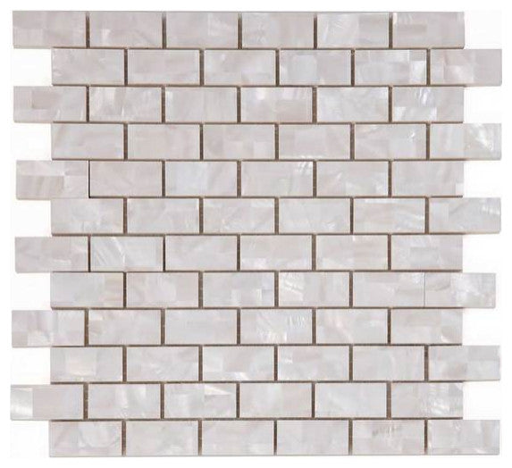 Tahitian Pearl, White Pearl Mosaic in Large Brick Pattern