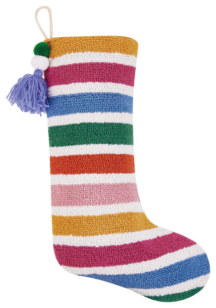 Rainbow Stocking W/Pom Pom Tassel