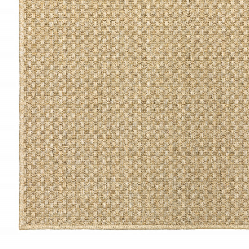 7"x10" Solid Sand Beige Indoor Outdoor Area Rug