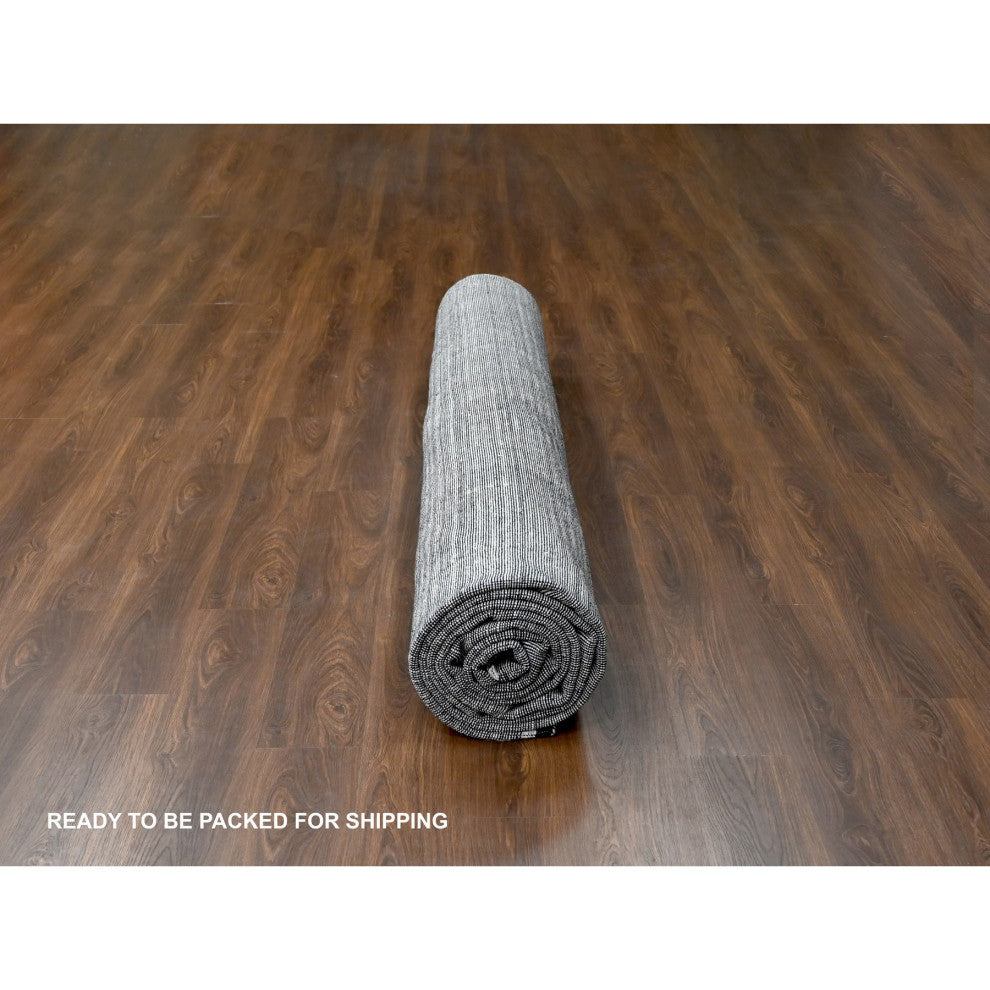 Taupe Modern Textured Hand Loomed Wool and Silk Oversized Rug, 14'x16'2"
