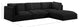 Ease Fabric Upholstered L-Shaped Modular Sectional, Black, 3 Piece: 2 Corner, 1 Armless, 1 Ottoman